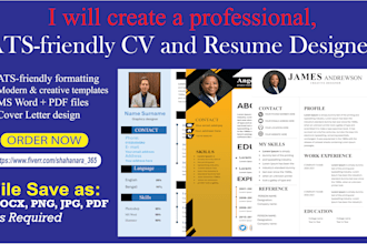 create a professional ats friendly CV and resume designer