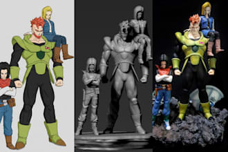 convert 2d drawing image to 3d stl files toy model anime figure for 3d printing