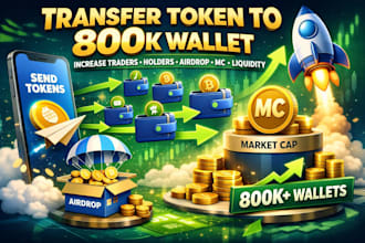 transfer token to 800k wallet increase traders holders airdrop, mc, liquidity