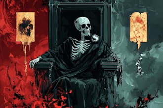 draw detailed dark, brutal, horror, and heavy metal art illustration