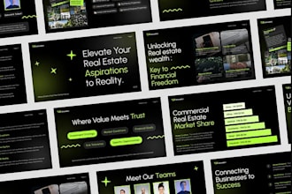 design futuristic real estate investor pitch deck or powerpoint presentation
