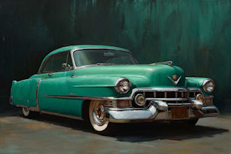 draw vintage car portrait painting