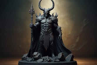 do 3d modeling sculpting  miniature rendering printable statue character model