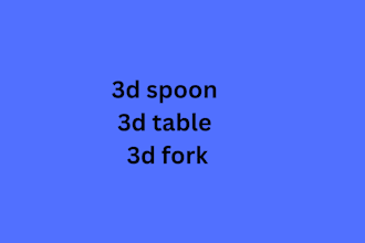 3d spoon, 3d fork, 3d table