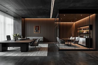 interior design of commercial office, restaurant, hotel, architectural 3d render