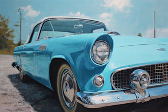 draw vintage car portrait painting