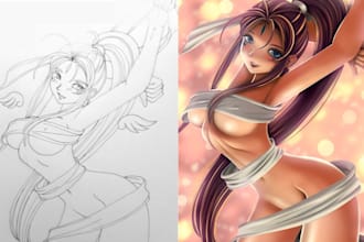 draw anime manga in nsfw,sfw style ,furry or vtuber as manga artist