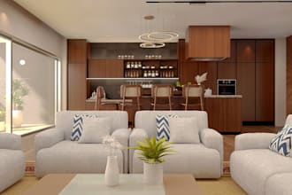 design modern kitchen interior with 3d realistic rendering