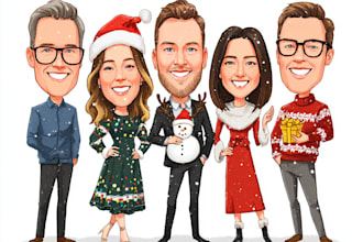 draw unique christmas cartoon caricature
