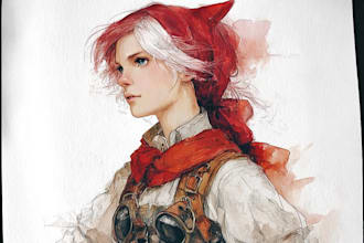 make a digital watercolor character art or furry for you