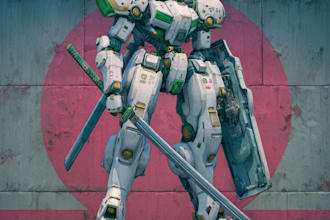 draw epic mecha anime illustration