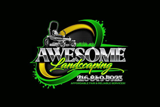 design landscape junk removal lawn care and agriculture logo