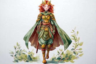 make a digital watercolor character art or furry for you