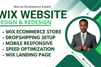 design wix website, wix ecommerce store, wix dropshipping store or redesign