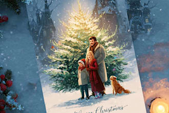 illustrate joyful christmas cartoon caricatures as gifts