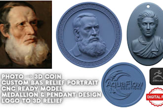 3d bas relief coin medallion pendant from your 2d photo art for cnc 3d printing