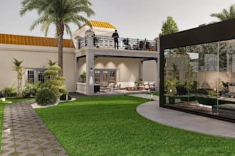 build 3d architectz house, villa landscape render, exterior floor plan apartment