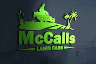 custom lawn care and landscaping business logo design