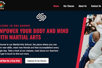 design squarespace martials arts school website self defence school capoeira