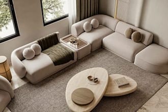 provide 3d modeling for minimalist furniture coffee tables, sofas,