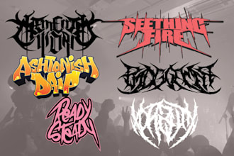 made a metal, punk, pop, rock, psychedelic band logo design