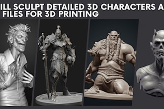 create 3d character modeling for 3d printing sculpt 3d product stl 3d print
