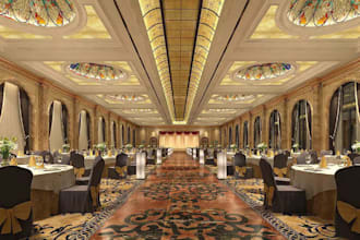 redesign and decorate wedding hall, banquet, event hall,conference hall,3d hotel
