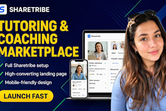 build tutoring education or coaching marketplace on sharetribe,landing page, mvp
