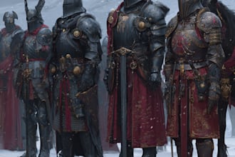 concept art of knights, medieval, dark fantasy