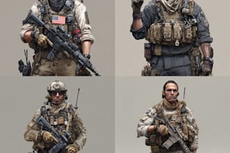 make military tactical characters for you