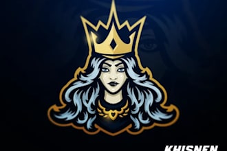 design a royal queen mascot logo for your brand or team