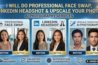 do professional face swap, linkdin headshot upscale your photo ai photography