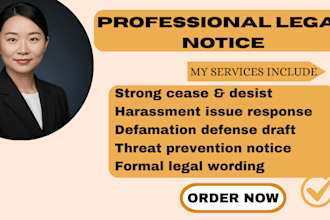 write a firm cease and desist letter to stop harassment or defamation