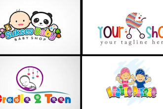 design kids, baby shop, daycare, toy childcare logo for you