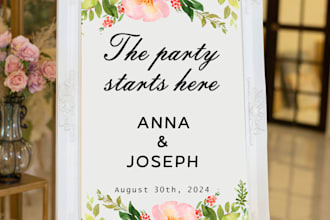 create a custom welcome sign and place cards for your event