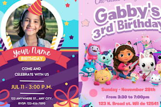 design a custom birthday party invitation for kids