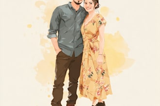 create couple portrait illustration