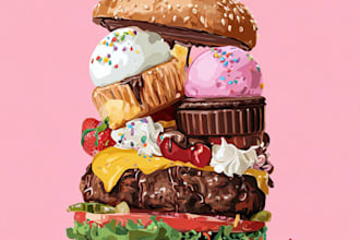 make a food pop art illustration