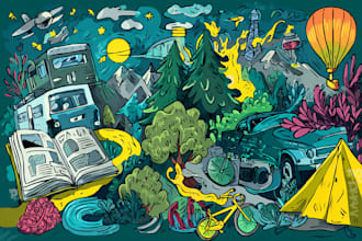 draw line art hand drawn doodle illustration,