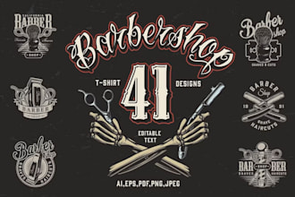 design vintage skull salon barbershop logo