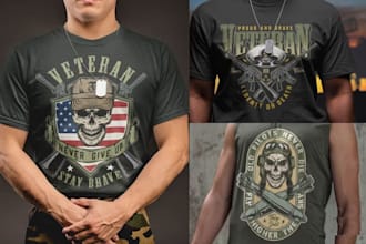 make retro army military t shirt logo design
