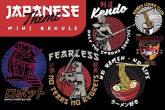 design vintage japanese samurai martial art logo