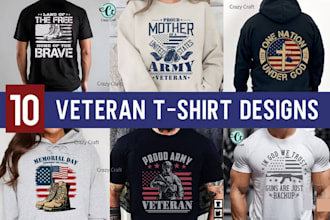 create retro t shirt veteran USA military logo design