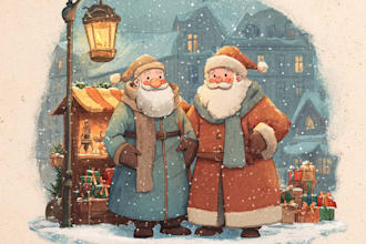 draw christmas illustrations and cards for you