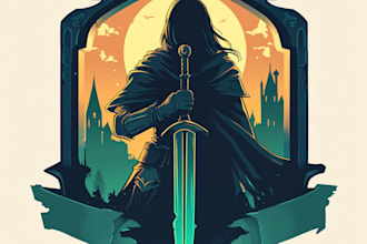 create a professional fantasy, rpg, medieval and rustic logo