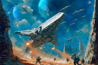 illustrate a spaceship sci fi illustration