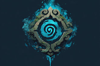 create fantasy game logo with cool unique magic style
