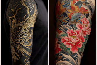 make awesome original japanese tattoo, irezumi tattoo design