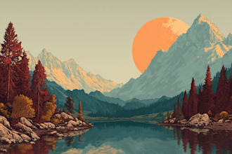 draw professional vector landscape illustration