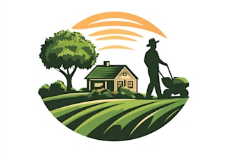 custom lawn care and landscaping business logo design